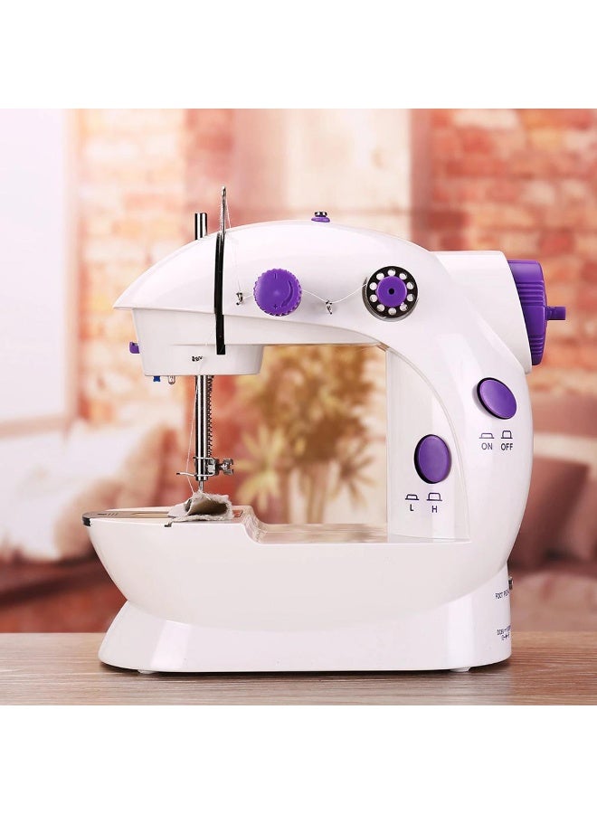 Portable Mini Electric Sewing Machine - 2-Speed Household Mending Machine with Extension Table, Built-in LED Light, Foot Pedal & Reverse Sewing for Beginners, DIY Clothes Repair & Fashion Design - Image 1